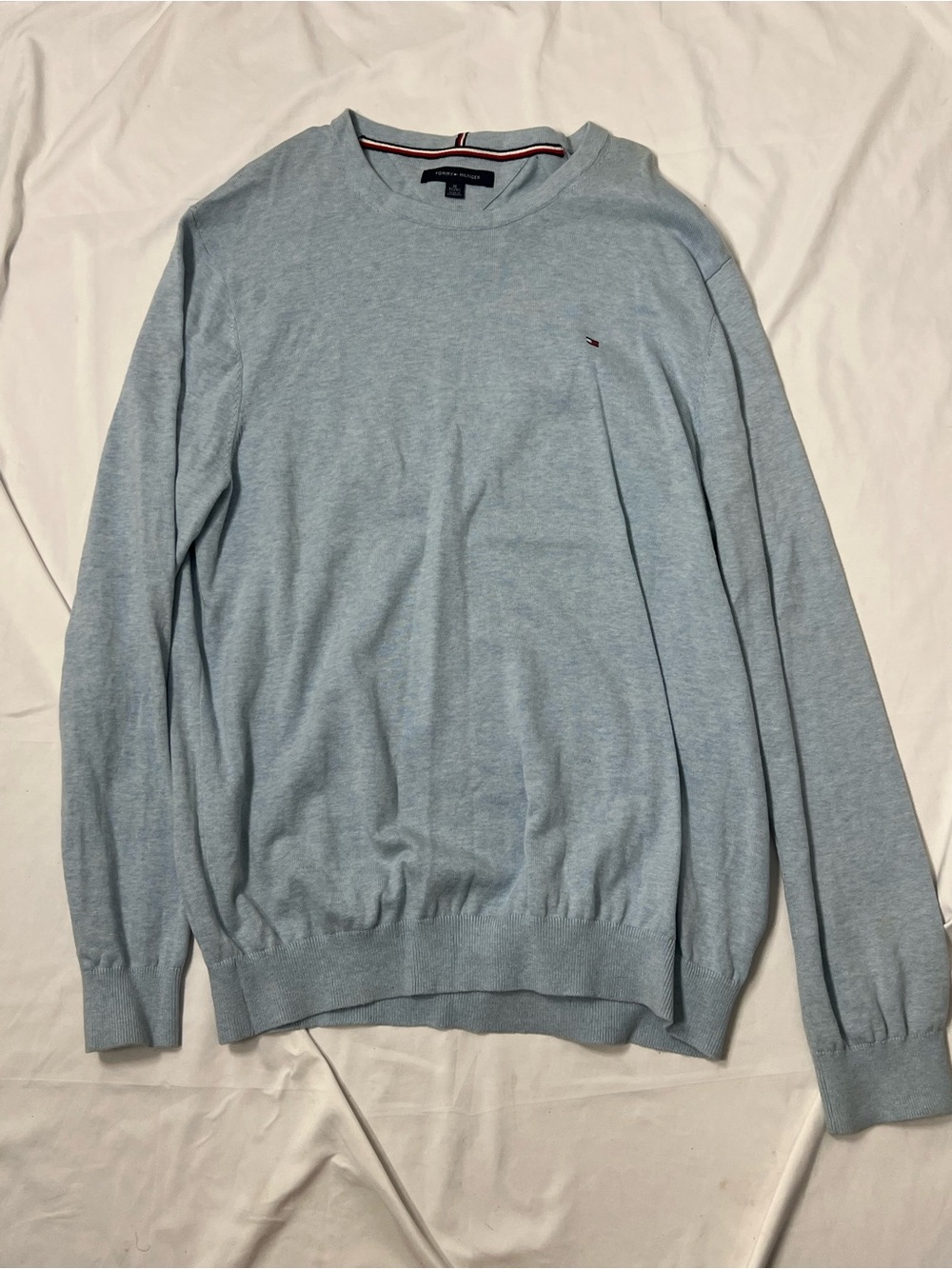 Tommy Hilfiger Men's Pale Blue Crewneck Sweater